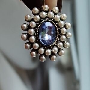 Betsey Johnson Blue and Pearl Gold Tone Earrings